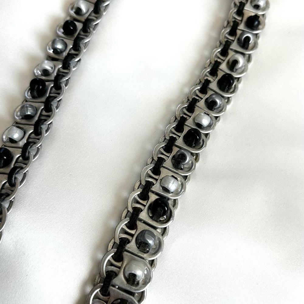 WESTERN STYLE SILVER POP TAB CONCHO NECKLACE-19”~Unique! - Picture 4 of 8